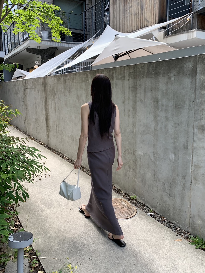 B_GARDER韓國代購女裝新品26夏季休閑推薦職業長裙華夫格B.GARDER長裙