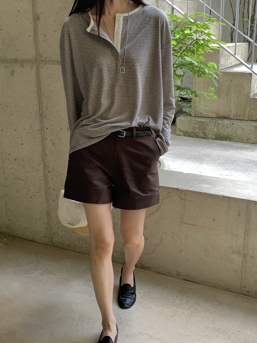 B_GARDER韓國直郵女士新品人氣時尚推薦長袖T恤假兩件條紋B.GARDER長袖T恤