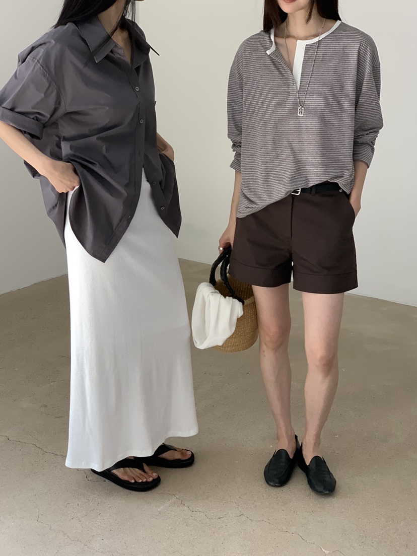 B_GARDER韓國直郵女士新品人氣時尚推薦長袖T恤假兩件條紋B.GARDER長袖T恤