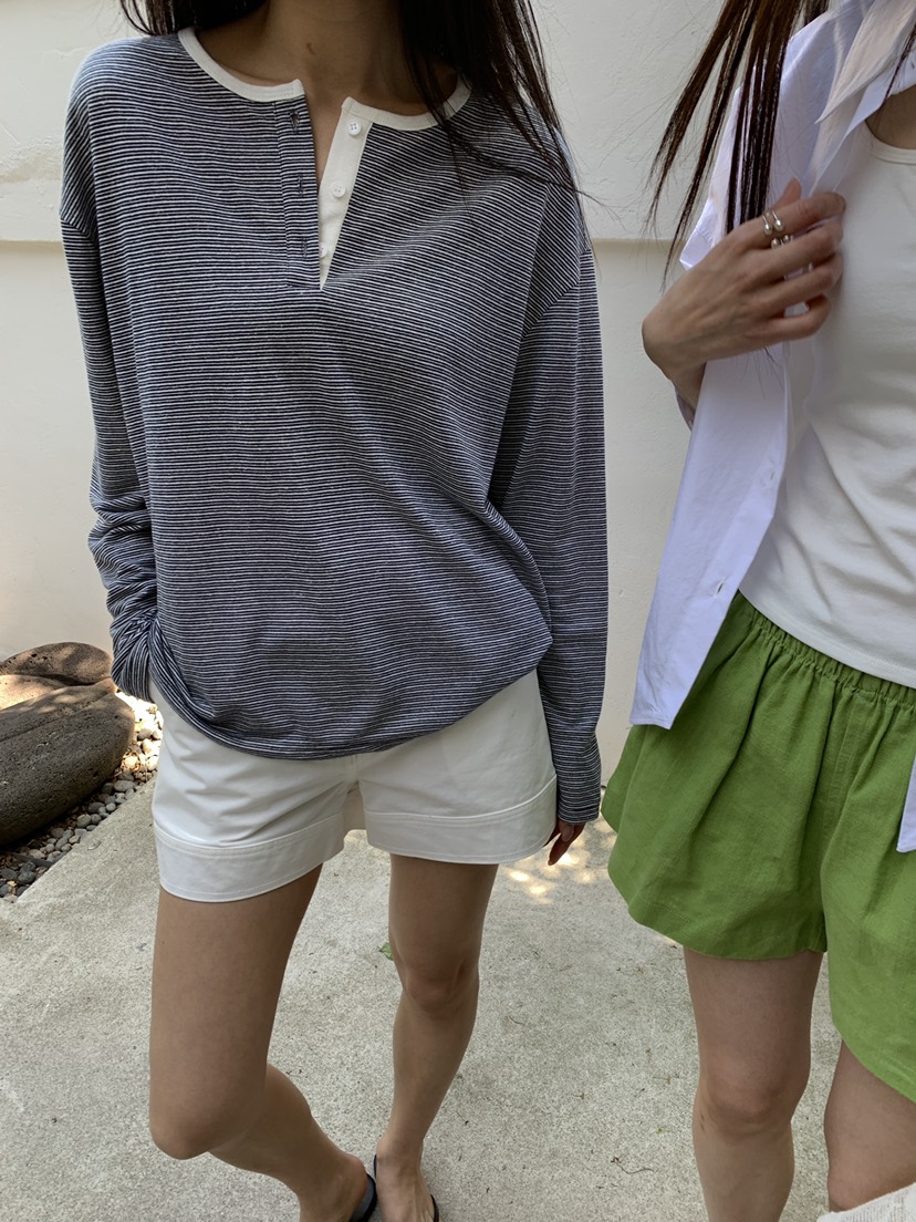 B_GARDER韓國直郵女士新品人氣時尚推薦長袖T恤假兩件條紋B.GARDER長袖T恤