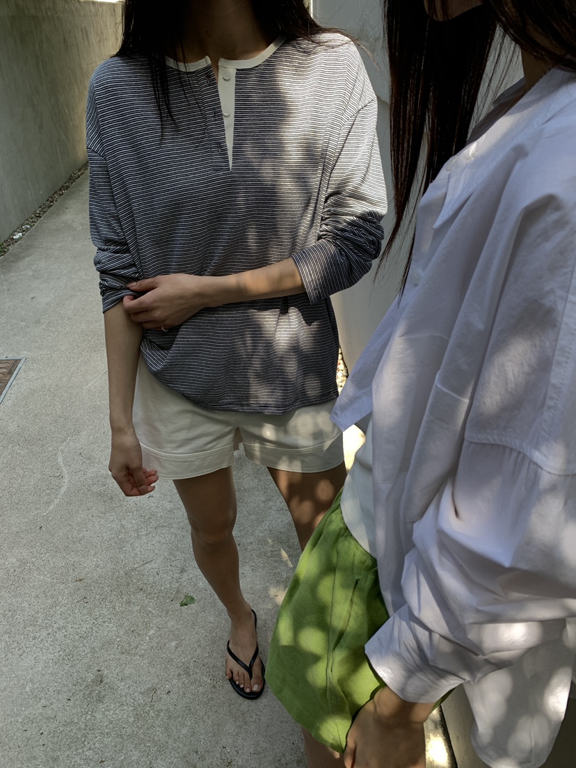 B_GARDER韓國直郵女士新品人氣時尚推薦長袖T恤假兩件條紋B.GARDER長袖T恤