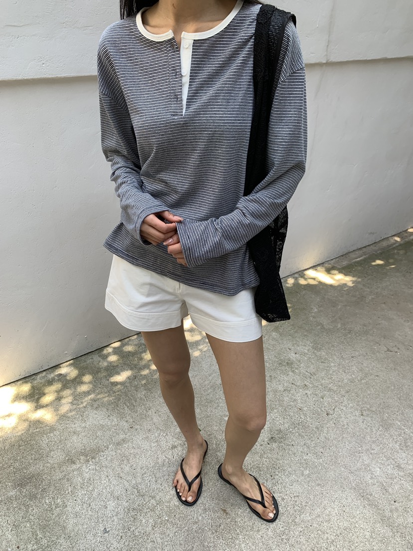 B_GARDER韓國直郵女士新品人氣時尚推薦長袖T恤假兩件條紋B.GARDER長袖T恤