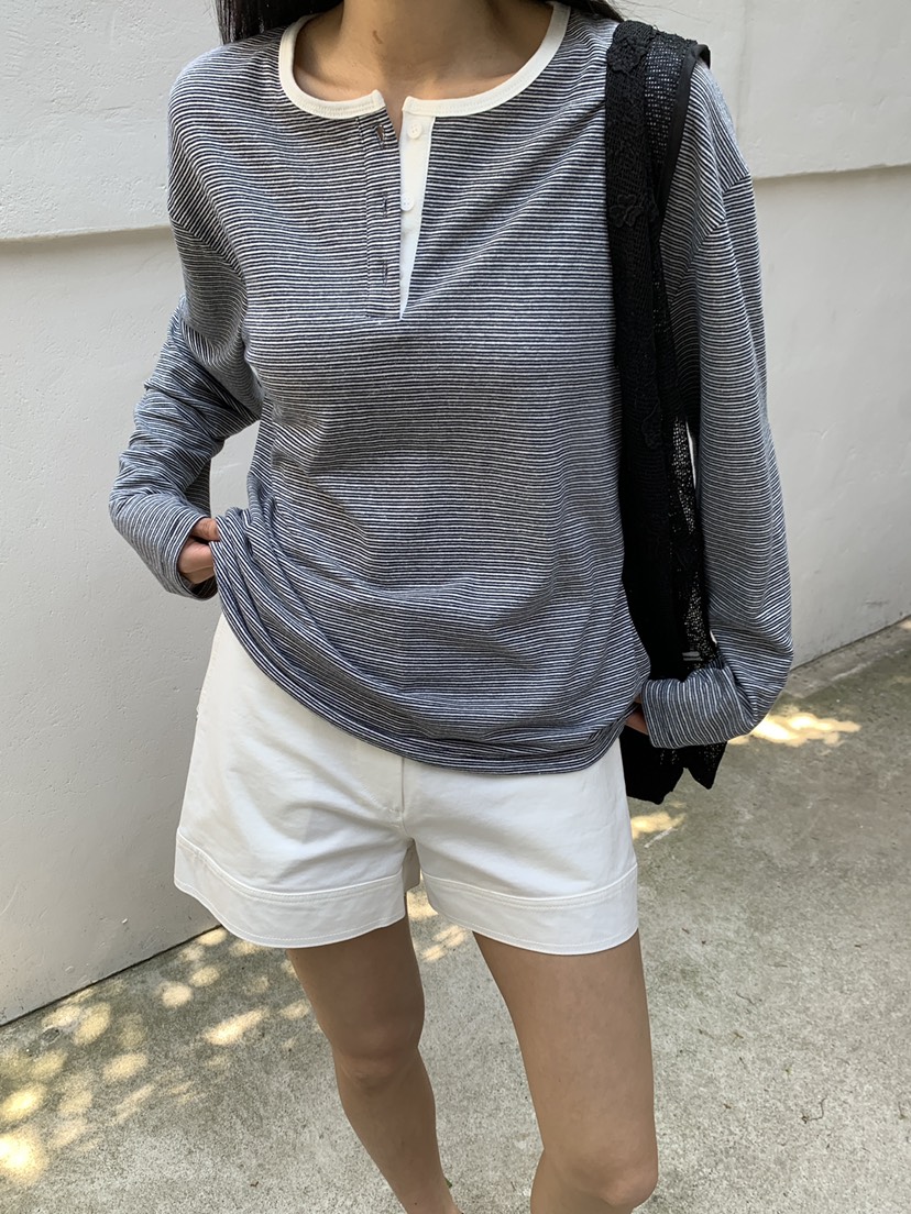 B_GARDER韓國直郵女士新品人氣時尚推薦長袖T恤假兩件條紋B.GARDER長袖T恤