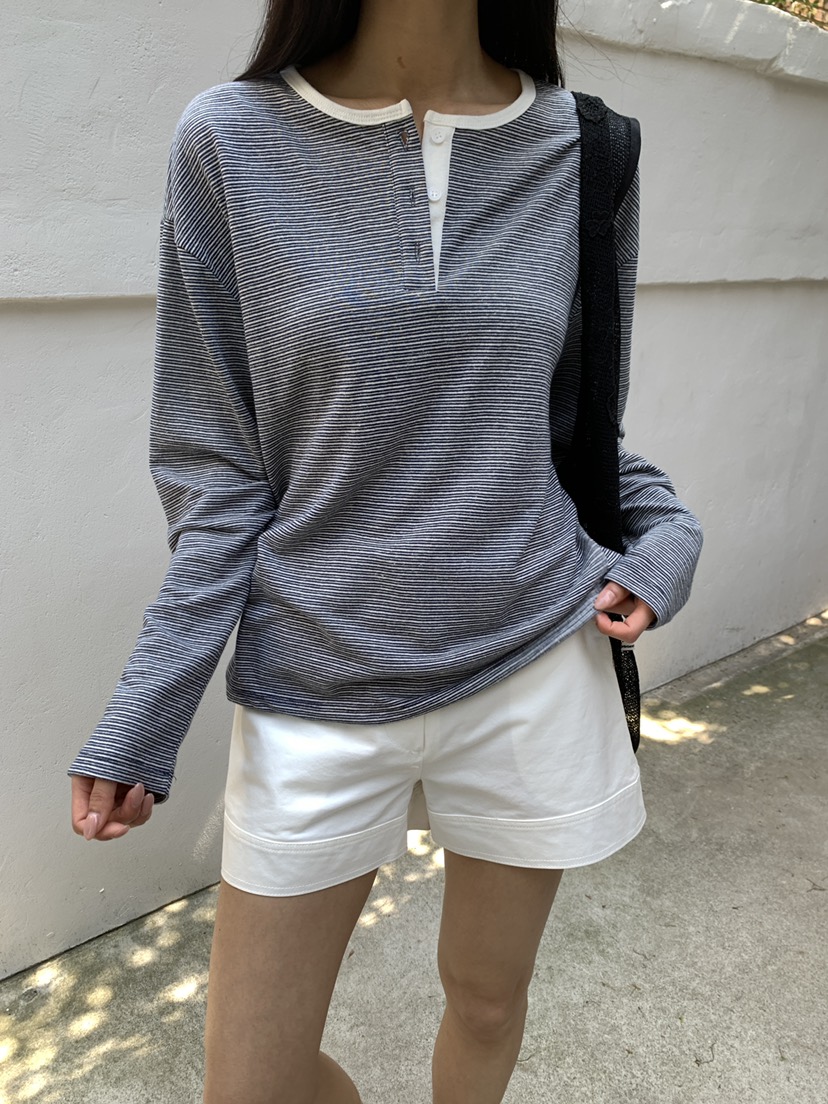 B_GARDER韓國直郵女士新品人氣時尚推薦長袖T恤假兩件條紋B.GARDER長袖T恤圖色2