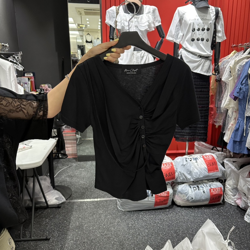 RARE CLOSET韓國直郵實拍女士新款時尚26夏季人氣T恤褶皺RARE CLOSETT恤圖色3
