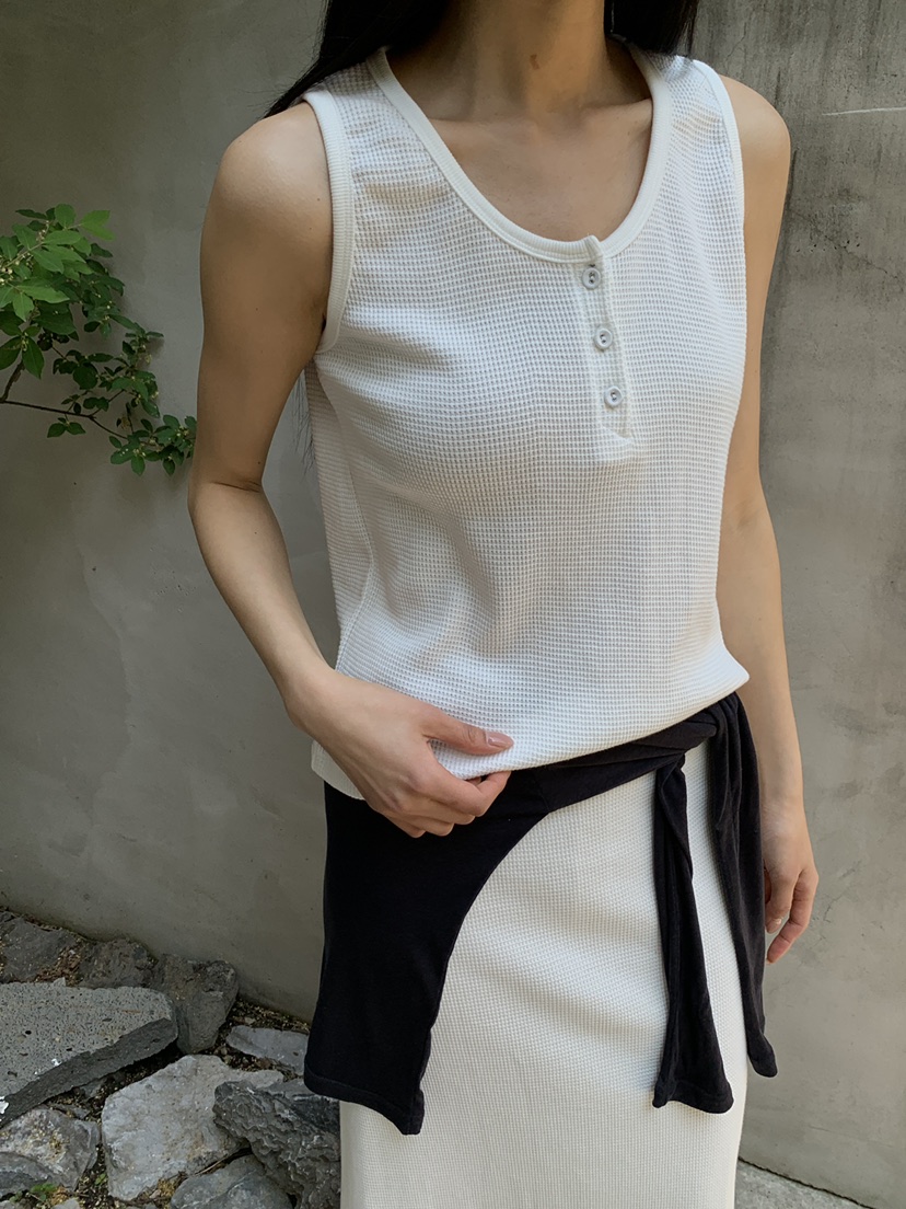 B_GARDER東大門實拍韓國女裝新品26春夏吊帶背心華夫格格紋B.GARDER吊帶/背心