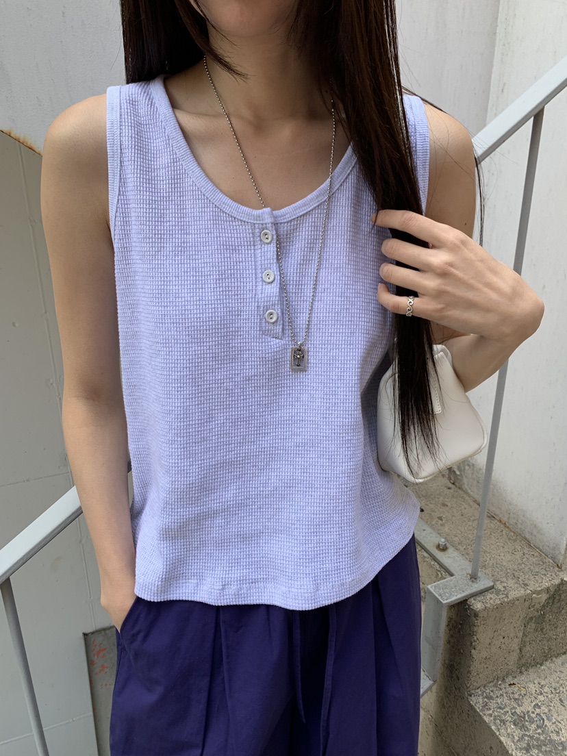 B_GARDER東大門實拍韓國女裝新品26春夏吊帶背心華夫格格紋B.GARDER吊帶/背心