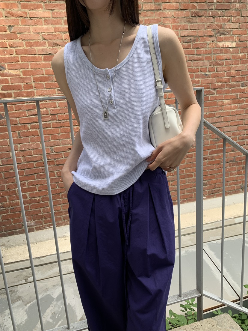 B_GARDER東大門實拍韓國女裝新品26春夏吊帶背心華夫格格紋B.GARDER吊帶/背心