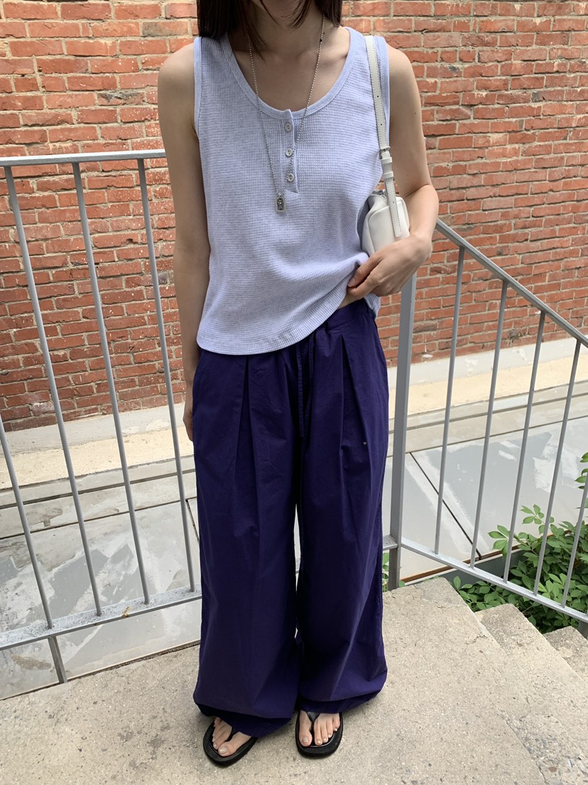 B_GARDER東大門實拍韓國女裝新品26春夏吊帶背心華夫格格紋B.GARDER吊帶/背心
