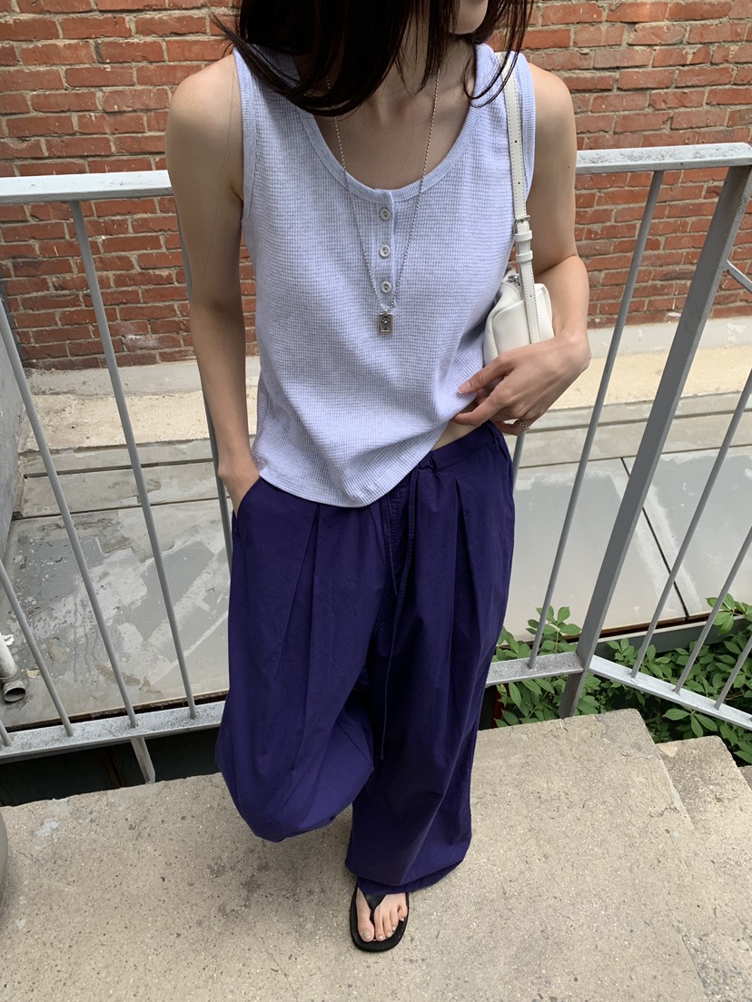 B_GARDER東大門實拍韓國女裝新品26春夏吊帶背心華夫格格紋B.GARDER吊帶/背心