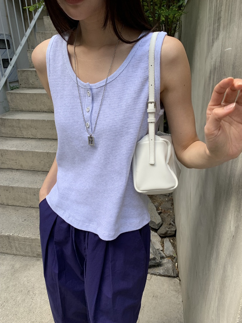B_GARDER東大門實拍韓國女裝新品26春夏吊帶背心華夫格格紋B.GARDER吊帶/背心圖色3