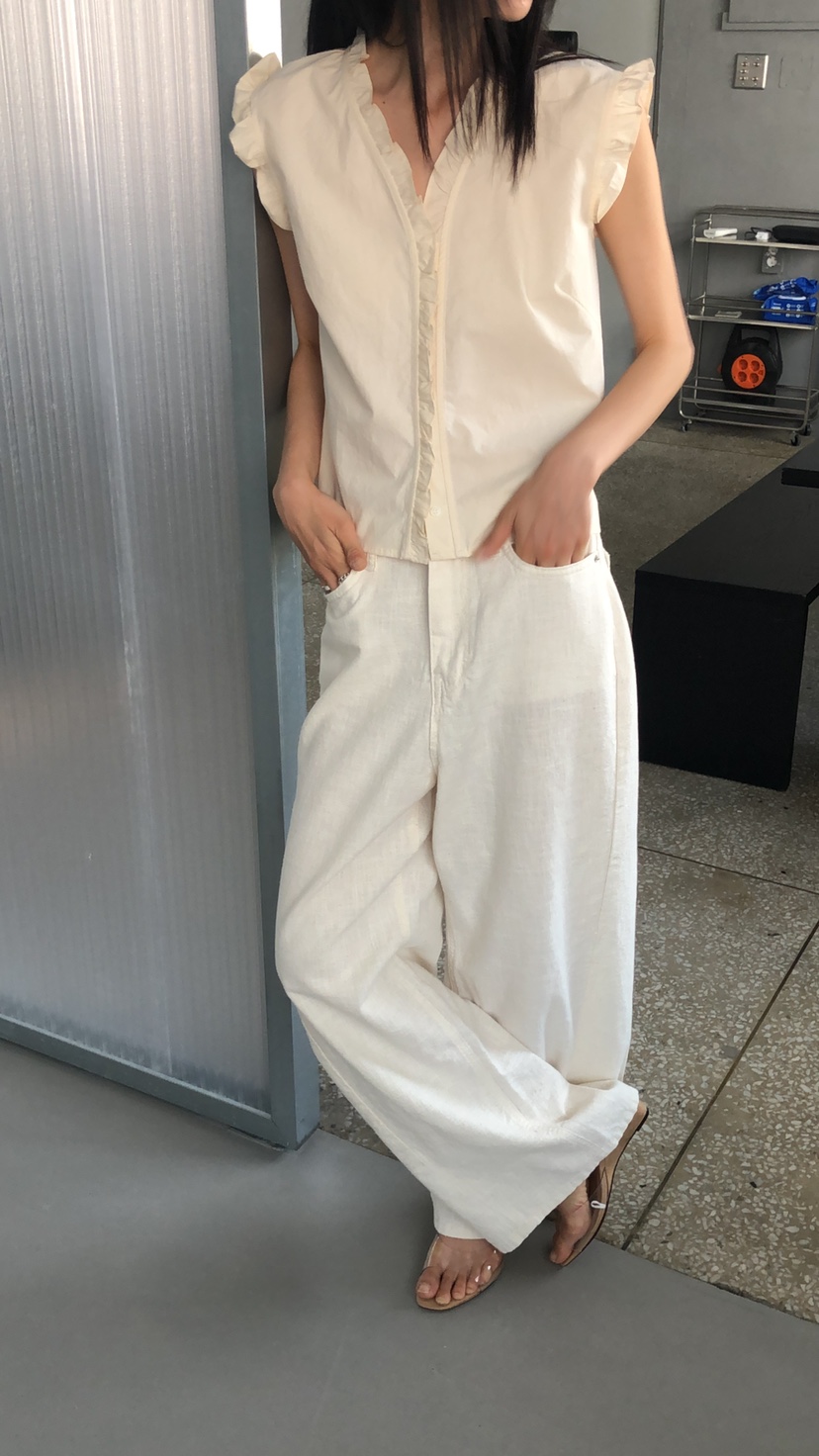 MOVENNE韓國東大門代購女裝新款時尚推薦26春夏休閑褲水洗亞麻MOVENNE休閑褲