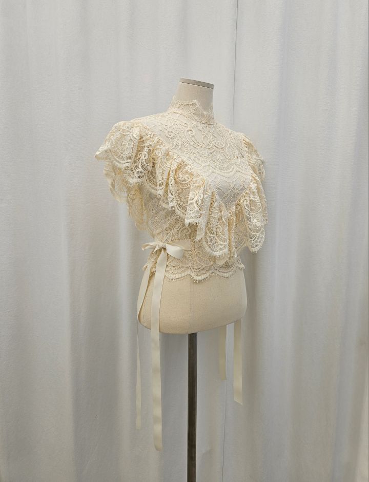 HIGH HEELS韓國直郵女裝新品熱賣人氣26夏季襯衫蕾絲衫絲帶HIGH HEELS襯衫/蕾絲衫