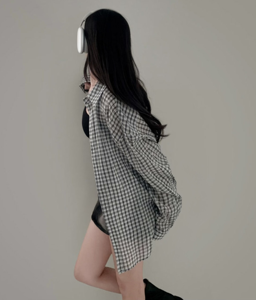 PAIRING韓國東大門直郵女裝新品26春夏26夏季襯衫蕾絲衫格子PAIRING襯衫/蕾絲衫