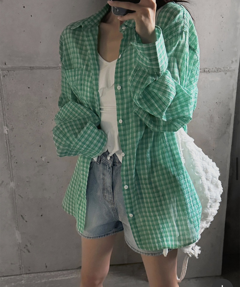 PAIRING韓國東大門直郵女裝新品26春夏26夏季襯衫蕾絲衫格子PAIRING襯衫/蕾絲衫