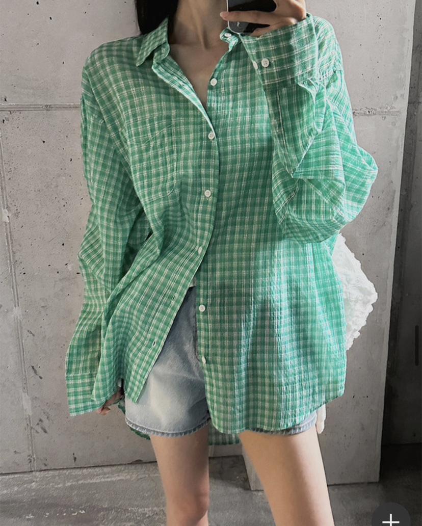PAIRING韓國東大門直郵女裝新品26春夏26夏季襯衫蕾絲衫格子PAIRING襯衫/蕾絲衫圖色2