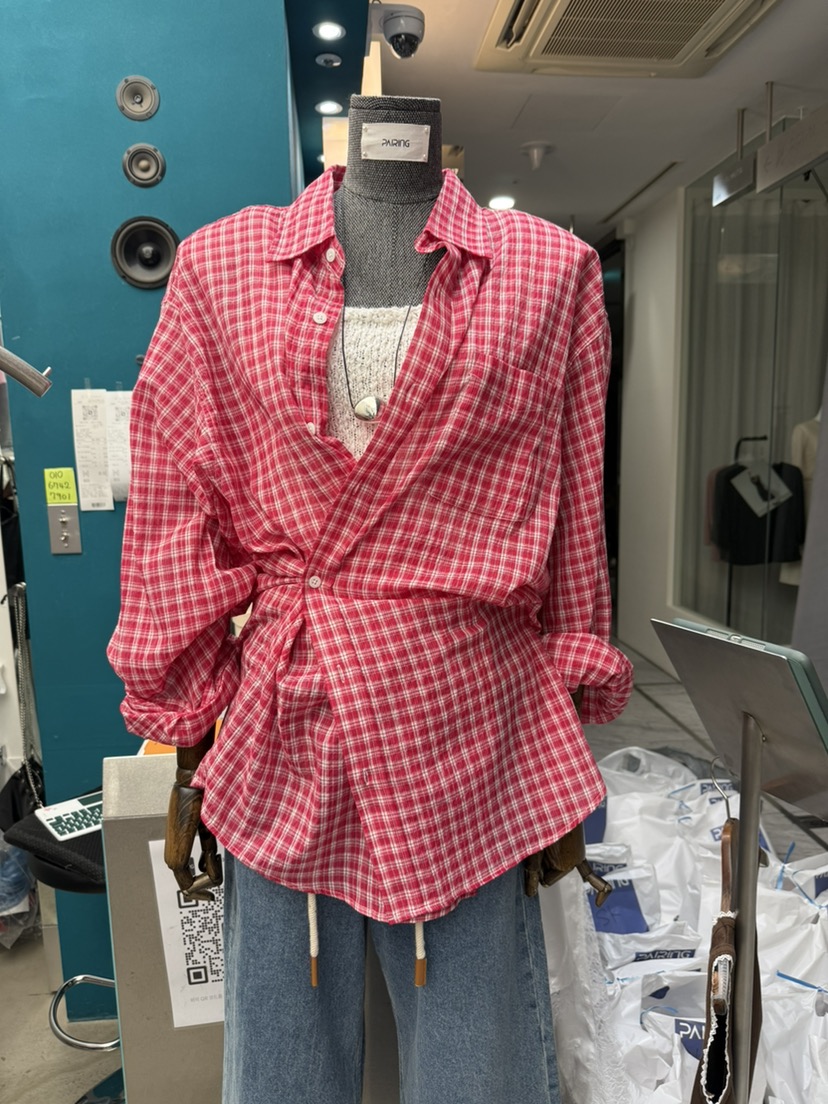 PAIRING韓國東大門直郵女裝新品26春夏26夏季襯衫蕾絲衫格子PAIRING襯衫/蕾絲衫圖色3
