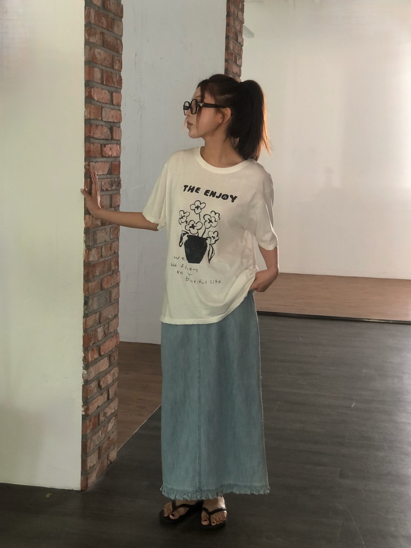ONDO-P韓國東大門代購女裝新品休閑推薦職業26春夏長裙荷葉邊ONDO-P長裙