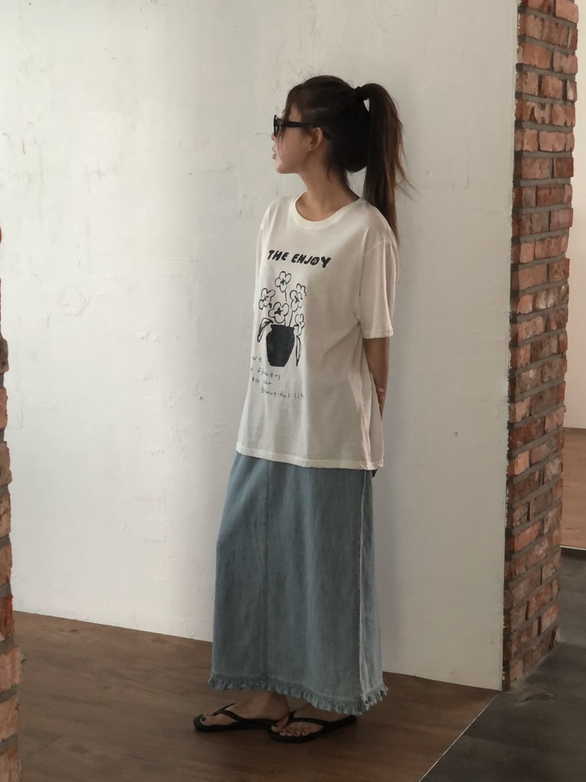 ONDO-P韓國東大門代購女裝新品休閑推薦職業26春夏長裙荷葉邊ONDO-P長裙