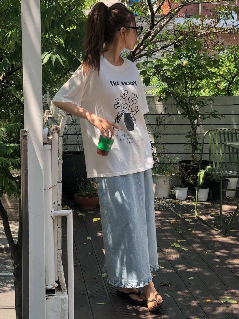 ONDO-P韓國東大門代購女裝新品休閑推薦職業26春夏長裙荷葉邊ONDO-P長裙