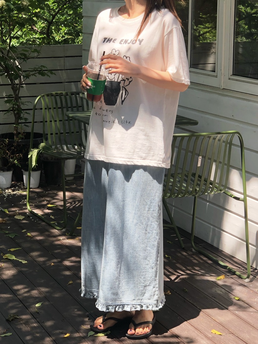 ONDO-P韓國東大門代購女裝新品休閑推薦職業26春夏長裙荷葉邊ONDO-P長裙