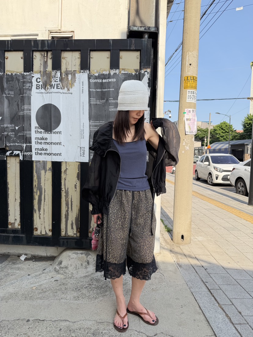 FRANC—L韓國直郵女士新款人氣職業熱賣26夏季短褲豹紋蕾絲FRANC短褲
