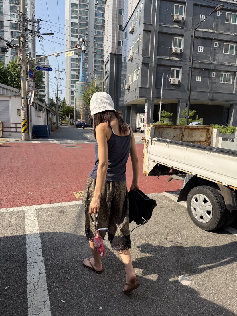 FRANC—L韓國直郵女士新款人氣職業熱賣26夏季短褲豹紋蕾絲FRANC短褲