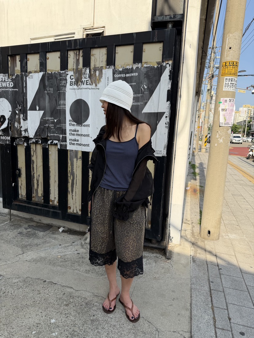 FRANC—L韓國直郵女士新款人氣職業熱賣26夏季短褲豹紋蕾絲FRANC短褲