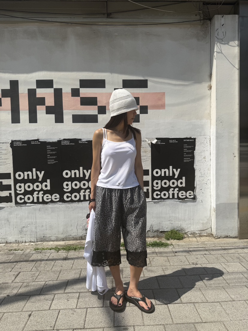 FRANC—L韓國直郵女士新款人氣職業熱賣26夏季短褲豹紋蕾絲FRANC短褲
