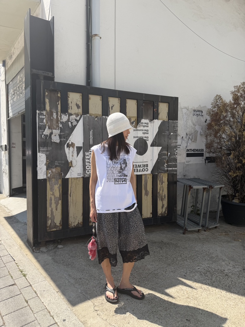 FRANC—L韓國直郵女士新款人氣職業熱賣26夏季短褲豹紋蕾絲FRANC短褲