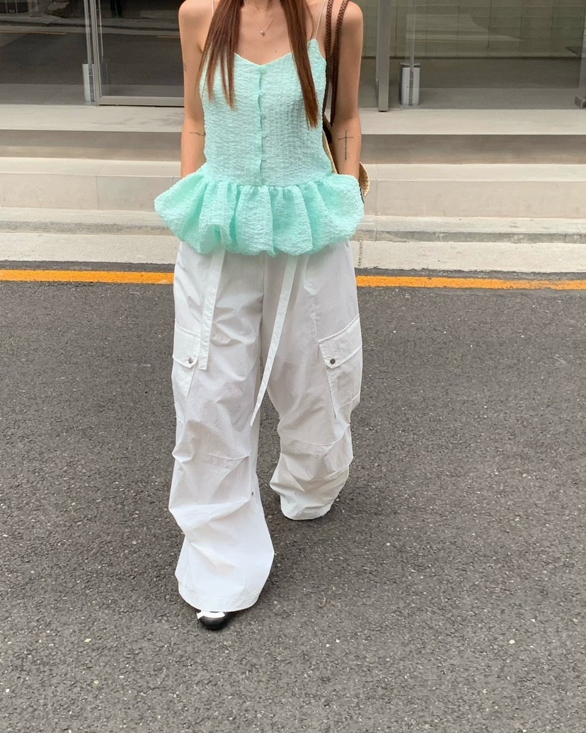 REVE CITE-L東大門實拍韓國女裝新款人氣休閑褲含腰帶防風衣REVE CITE-L休閑褲