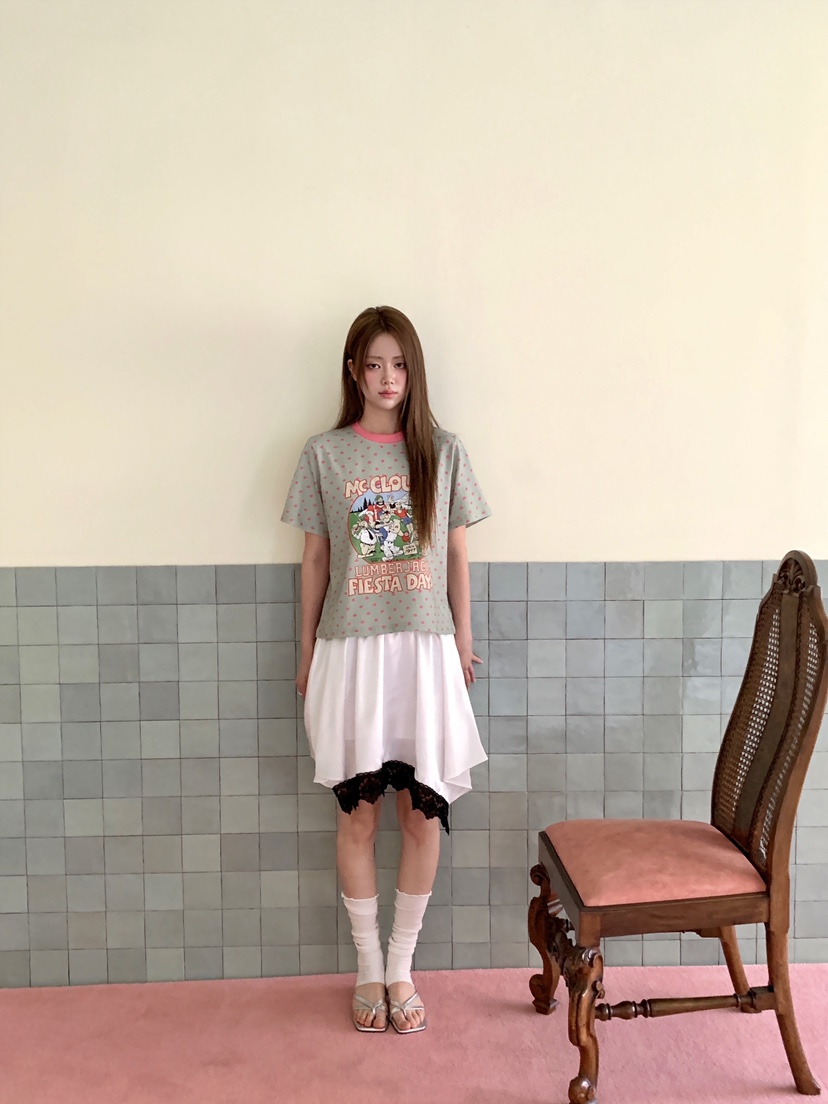 MAISONDEGLORY韓國直郵女士新品休閑時尚熱賣T恤撞色圓點MAISON DE GLORYT恤
