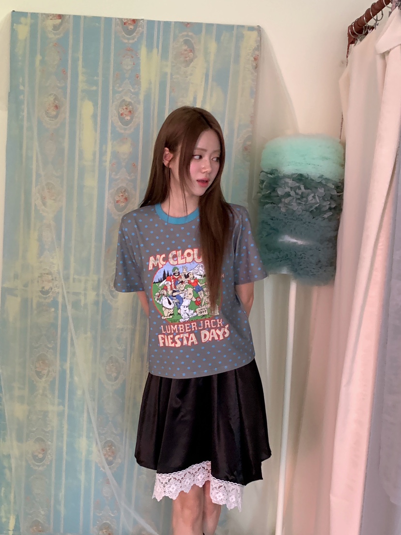 MAISONDEGLORY韓國直郵女士新品休閑時尚熱賣T恤撞色圓點MAISON DE GLORYT恤