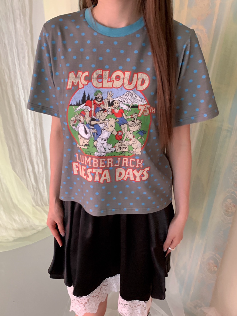 MAISONDEGLORY韓國直郵女士新品休閑時尚熱賣T恤撞色圓點MAISON DE GLORYT恤