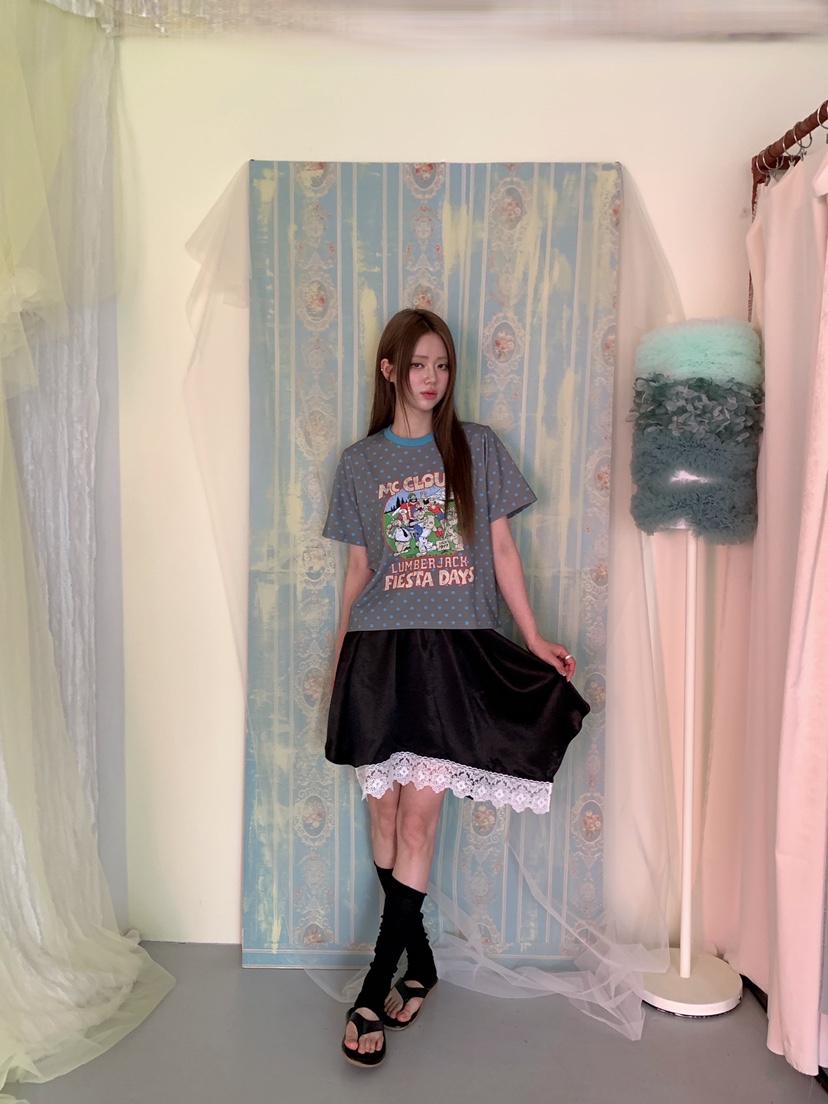 MAISONDEGLORY韓國直郵女士新品休閑時尚熱賣T恤撞色圓點MAISON DE GLORYT恤