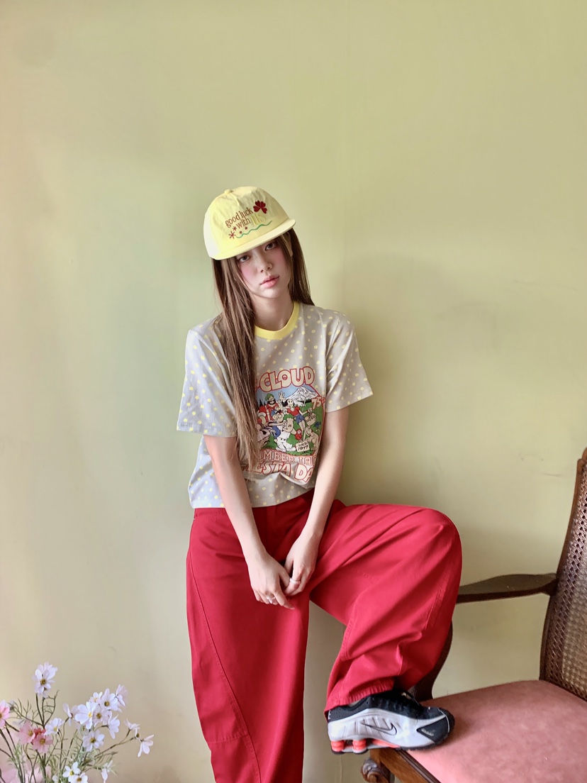 MAISONDEGLORY韓國直郵女士新品休閑時尚熱賣T恤撞色圓點MAISON DE GLORYT恤