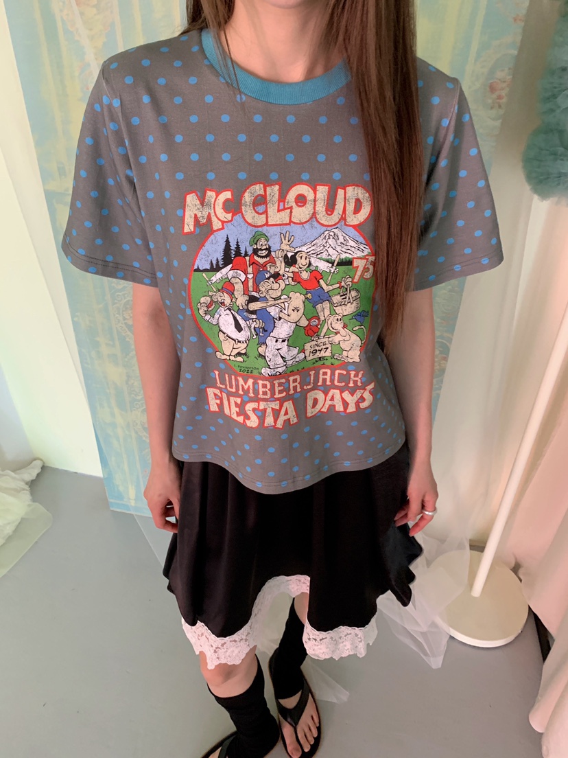 MAISONDEGLORY韓國直郵女士新品休閑時尚熱賣T恤撞色圓點MAISON DE GLORYT恤圖色2