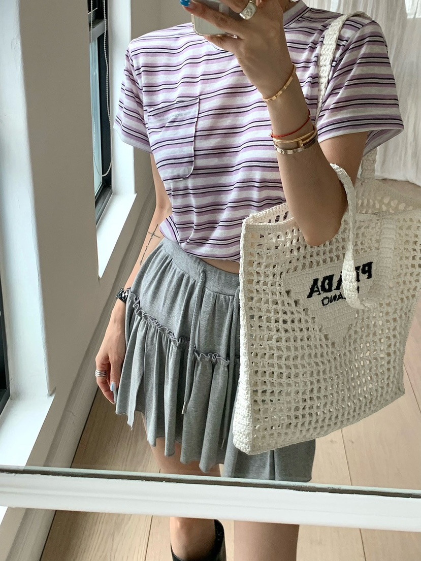 REVE CITE-L韓國直郵女裝新款時尚休閑26夏季T恤口袋抽繩REVE CITE-LT恤