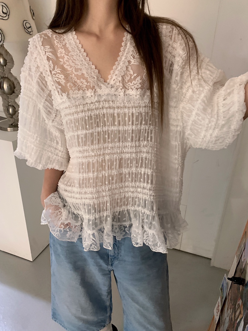 MAISONDEGLORY東大門實拍韓國女士新款推薦人氣襯衫蕾絲衫MAISON DE GLORY襯衫/蕾絲衫圖色1