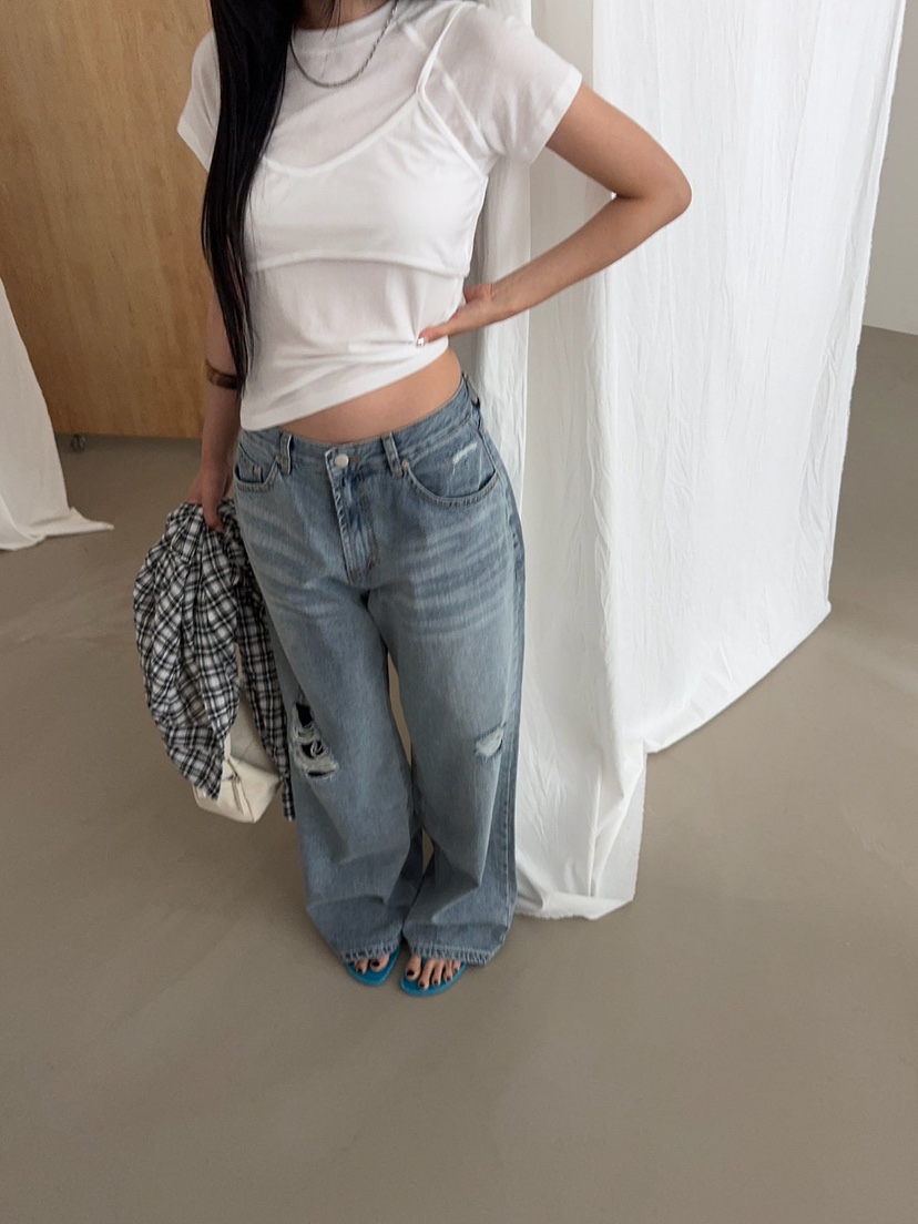 SUNDER MARKET韓國直郵實拍女士新品休閑時尚牛仔褲復古SUNDER MARKET牛仔褲