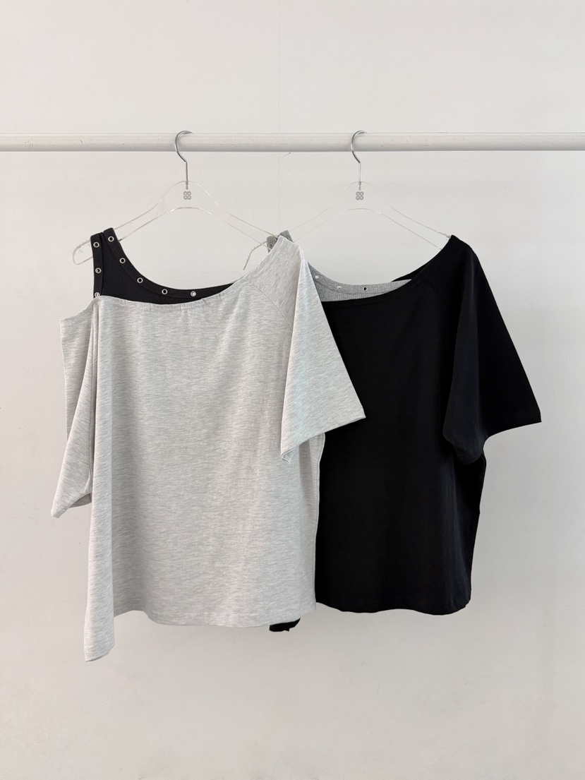 MORAN/MOSCO/SUGAR CASE韓國直郵女裝新品26夏季T恤不對稱孔眼MORAN/MOSCO/SUGAR CASET恤