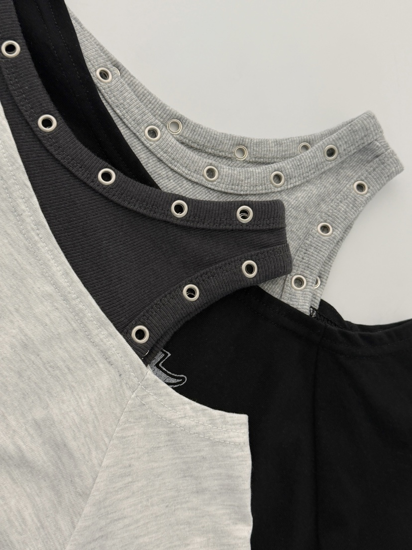 MORAN/MOSCO/SUGAR CASE韓國直郵女裝新品26夏季T恤不對稱孔眼MORAN/MOSCO/SUGAR CASET恤