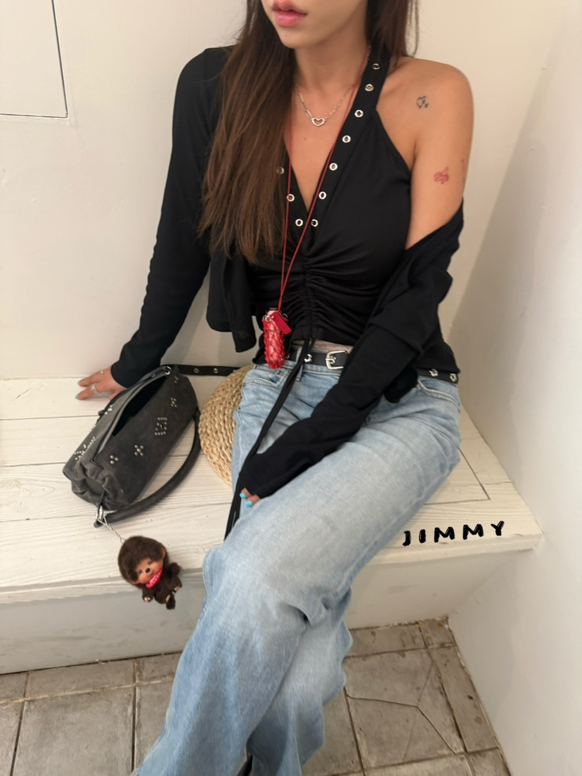 JIMMY韓國東大門直郵女士新品推薦熱賣26夏季吊帶背心孔眼JIMMY/REMAKE吊帶/背心