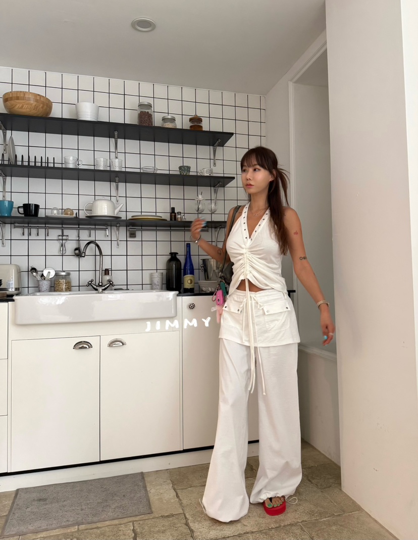 JIMMY韓國東大門直郵女士新品推薦熱賣26夏季吊帶背心孔眼JIMMY/REMAKE吊帶/背心