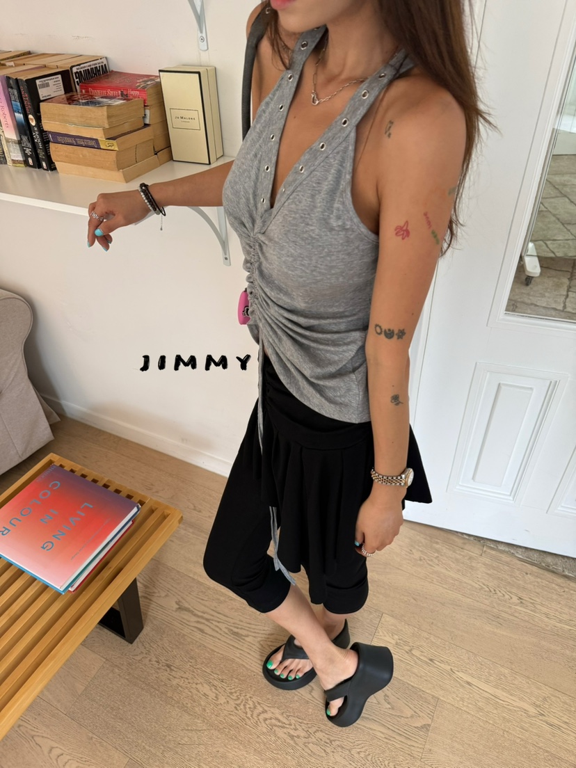 JIMMY韓國東大門直郵女士新品推薦熱賣26夏季吊帶背心孔眼JIMMY/REMAKE吊帶/背心