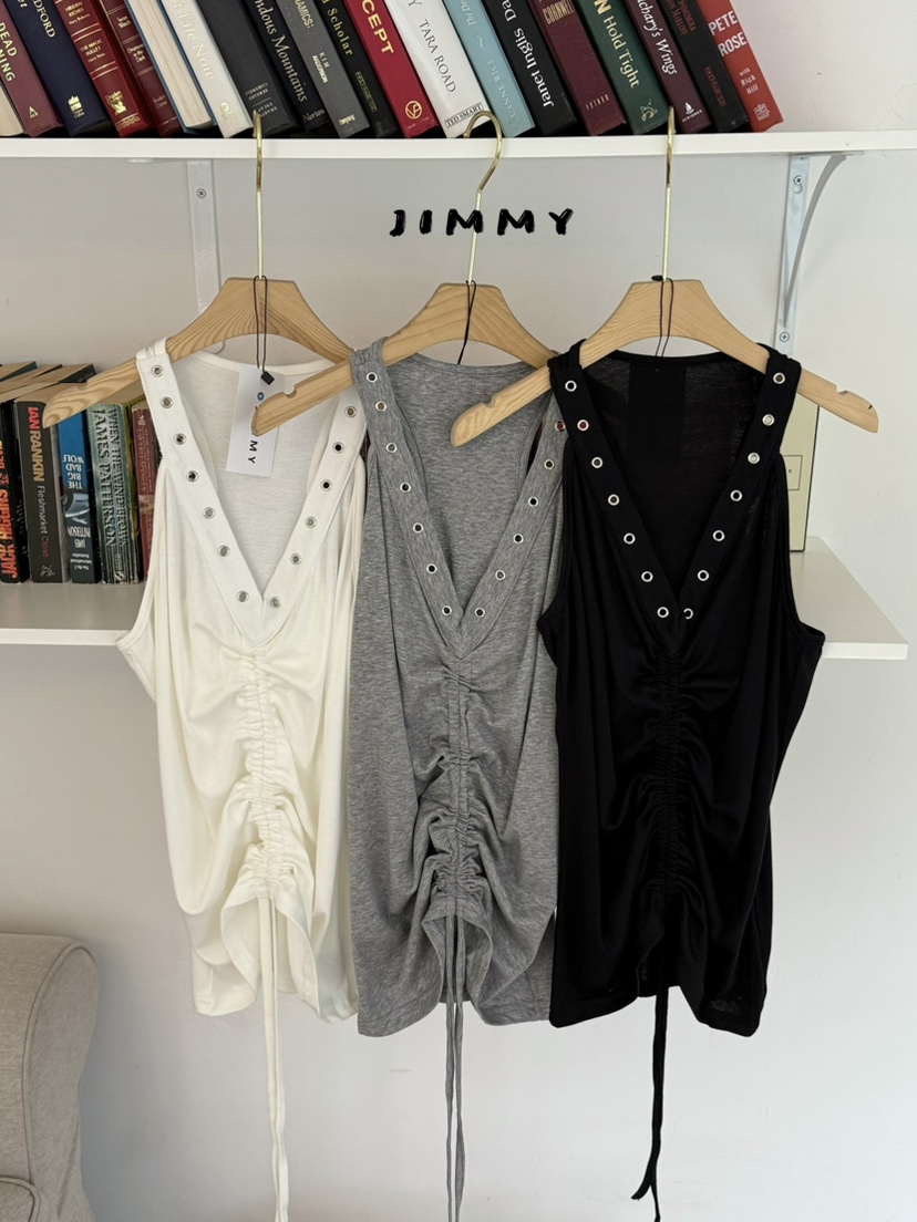 JIMMY韓國東大門直郵女士新品推薦熱賣26夏季吊帶背心孔眼JIMMY/REMAKE吊帶/背心