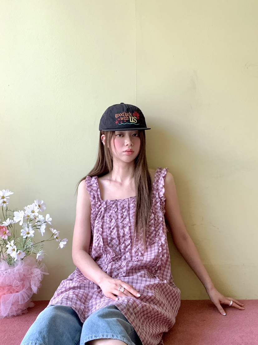 MAISONDEGLORY韓國直郵女士新款人氣26夏季連衣裙荷葉邊格子MAISON DE GLORY連衣裙