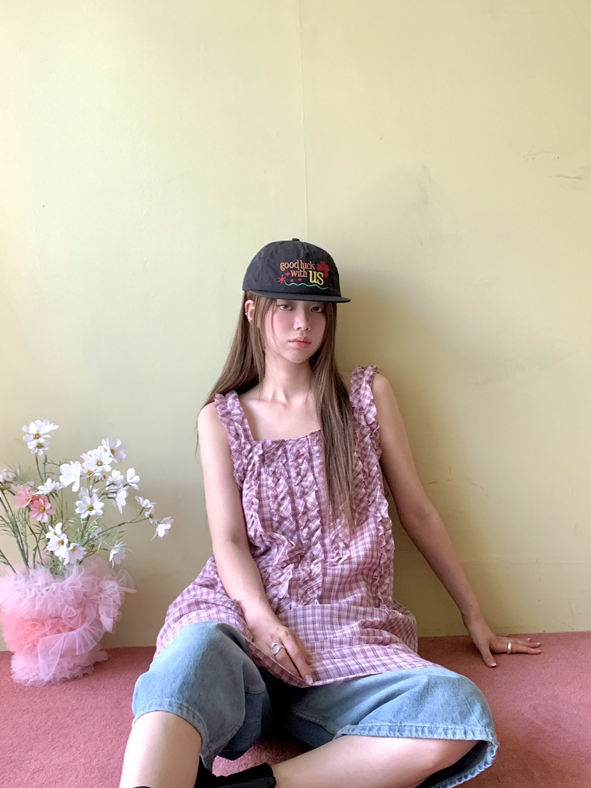 MAISONDEGLORY韓國直郵女士新款人氣26夏季連衣裙荷葉邊格子MAISON DE GLORY連衣裙