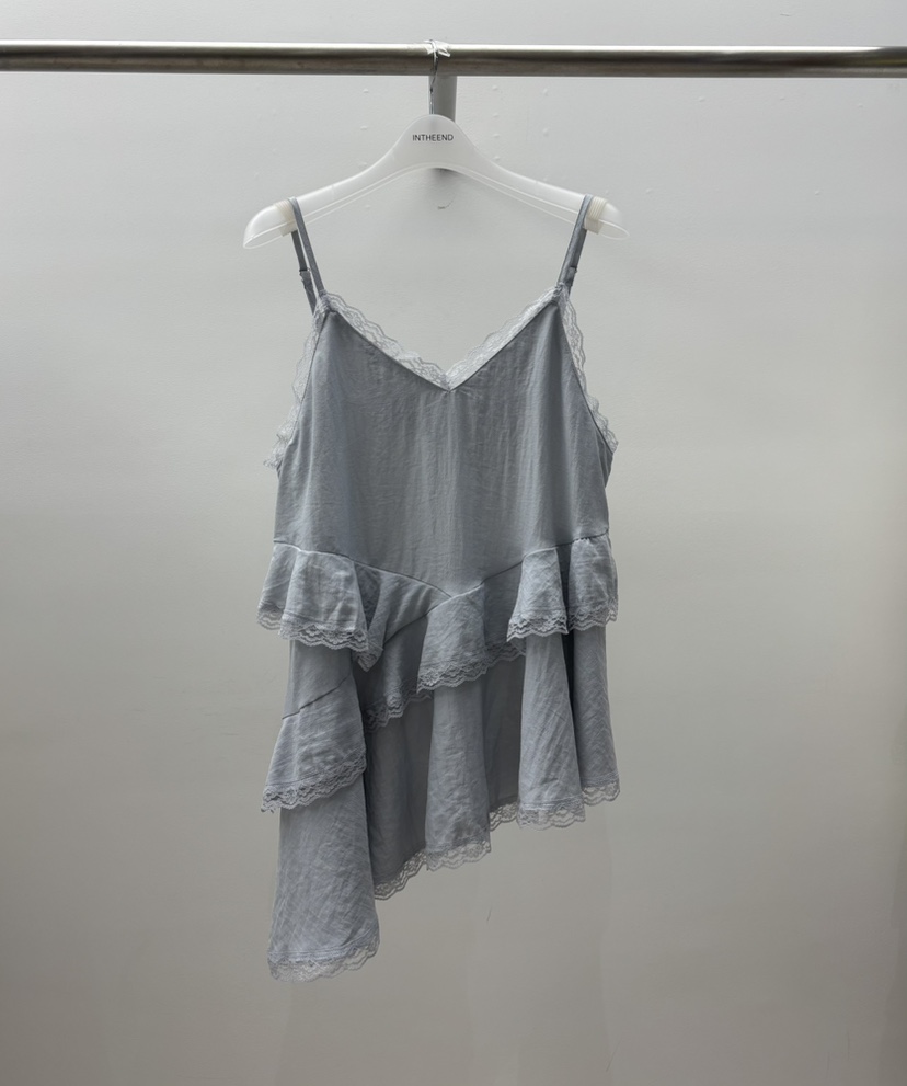 INTHEEND韓國直郵實拍女裝新品熱賣休閑吊帶背心荷葉邊無袖INTHEEND吊帶/背心圖色1