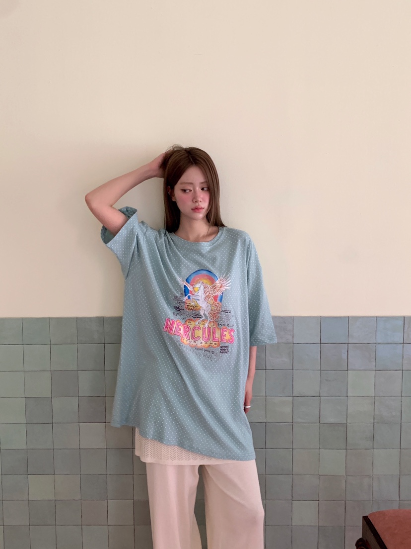 MAISONDEGLORY東大門實拍韓國女士新款熱賣26夏季T恤圓點MAISON DE GLORYT恤